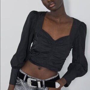 Crop long sleeves ruched top​